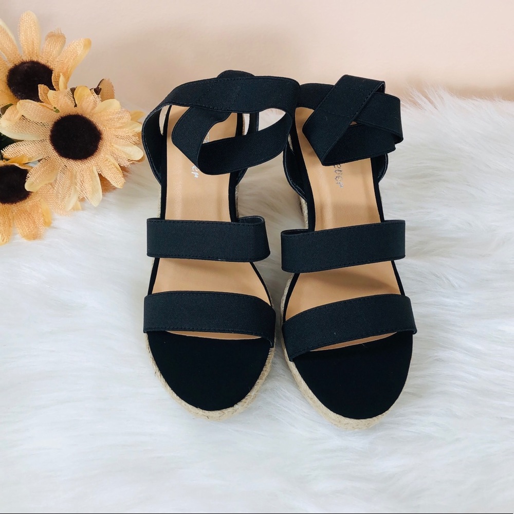 5⭐️BLACK ESPADRILLE WEDGES HEEL- Shoe - Picture 4 of 6